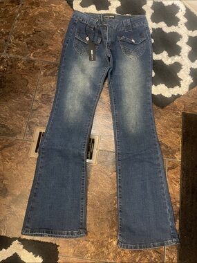 Fashion Nova Dark Blue Flared Jeans